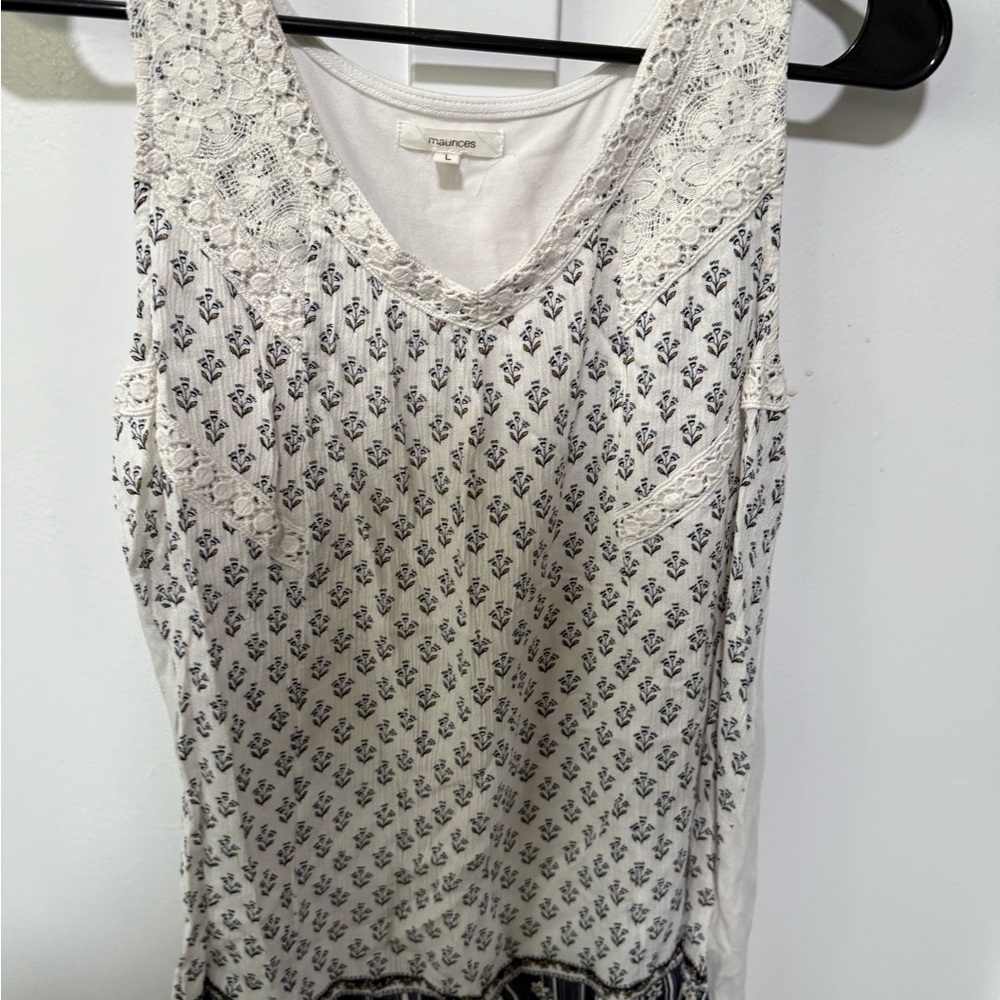 Maurices White and Black Patterned Tank Top